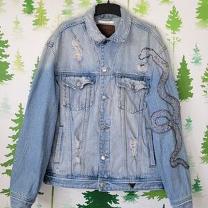 Guess Oversized Denim Rhinestone Jacket